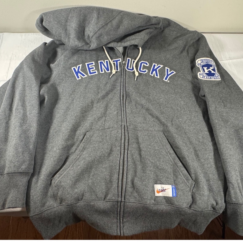 Nike University of Kentucky Wildcats Full Zip Hoodie Gray Large NCAA Sweatshirt